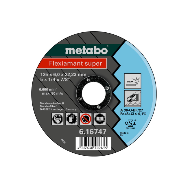 Metabo rezna ploča Flexiamant super 125x6.0x22.23mm INOX, SF 27 616747000 Metabo rezna ploča Flexiamant super 125x6.0x22.23mm INOX, SF 27 616747000